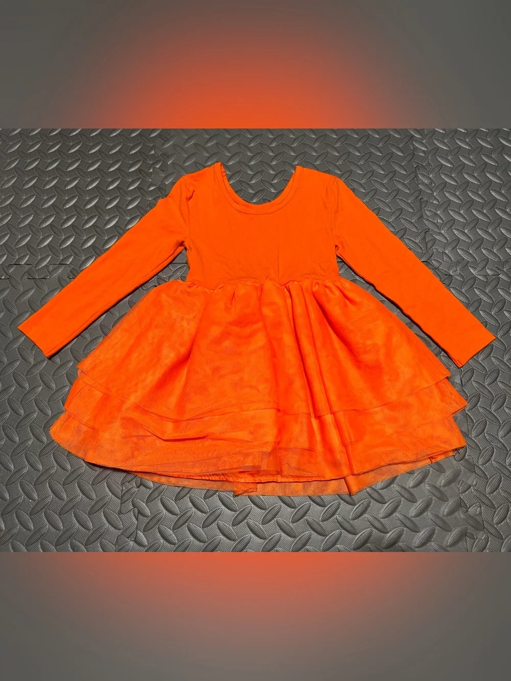 Old Navy Girls Orange Halloween Jack-O'-Lantern Tulle Dress